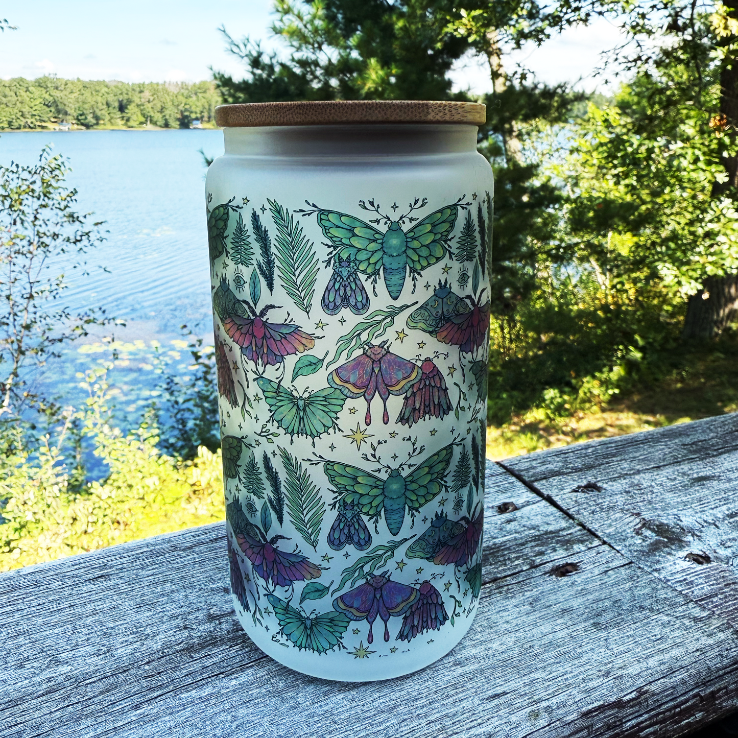 Whimsical Moth 16 oz Glass Tumbler