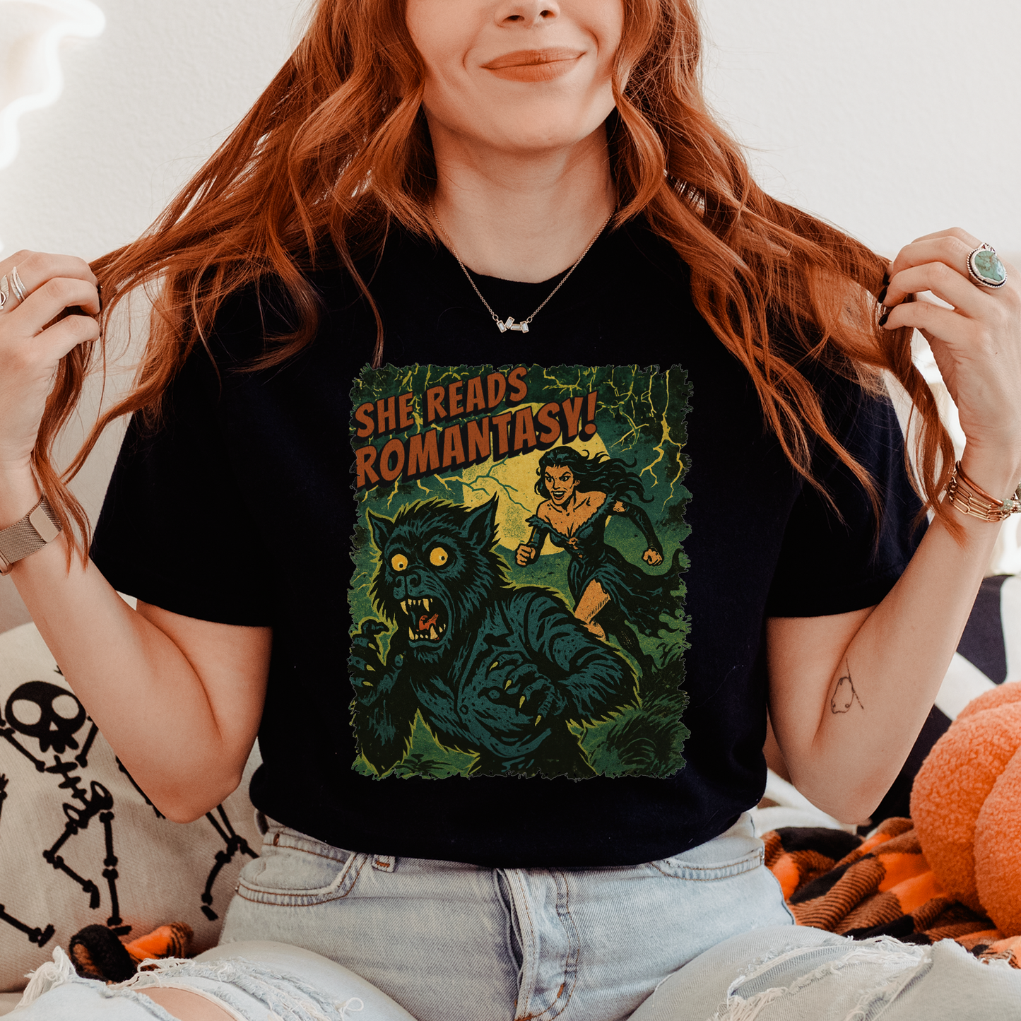She Reads Romantasy T-Shirt