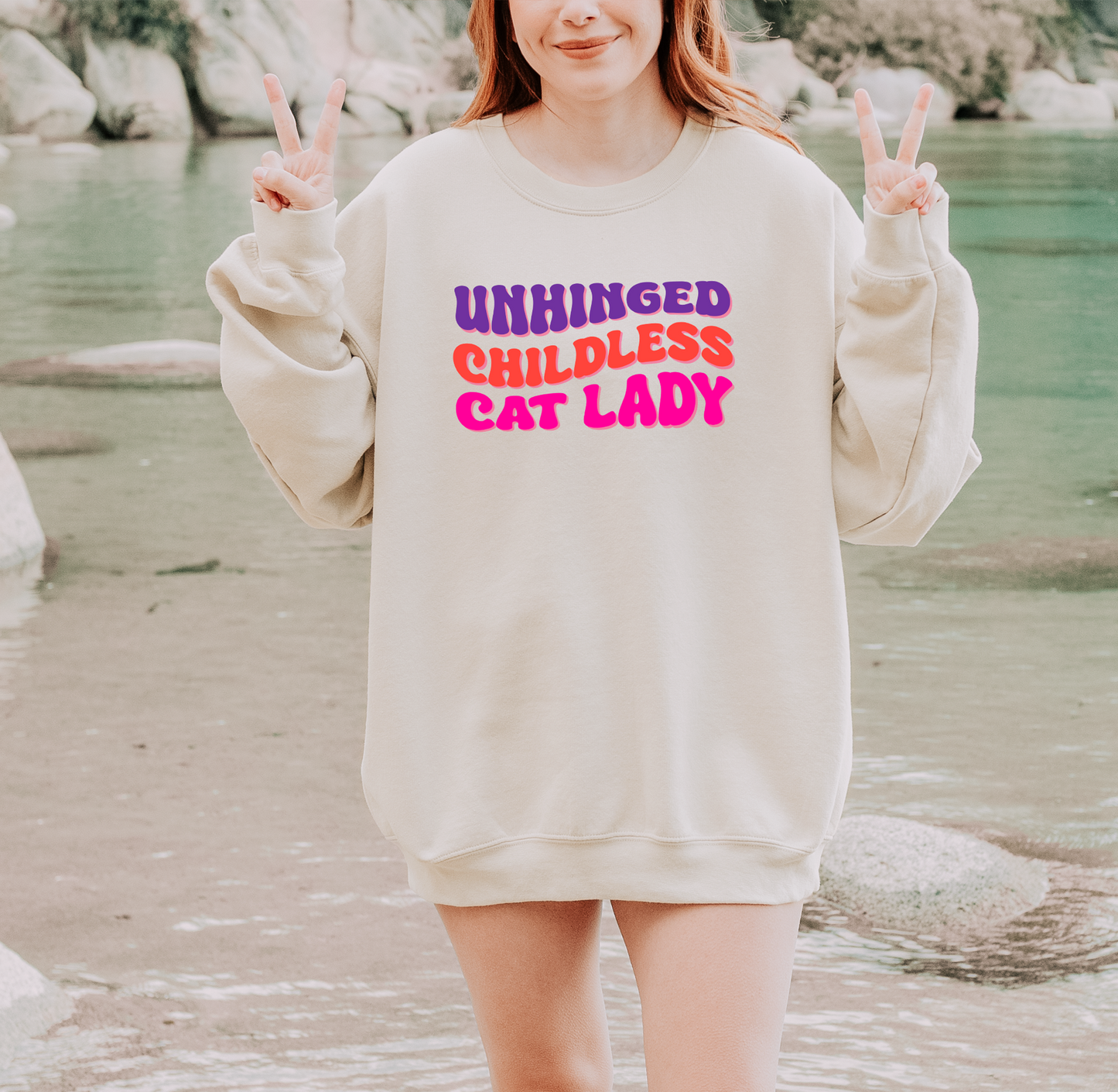Unhinged Childless Cat Lady Crewneck Sweatshirt