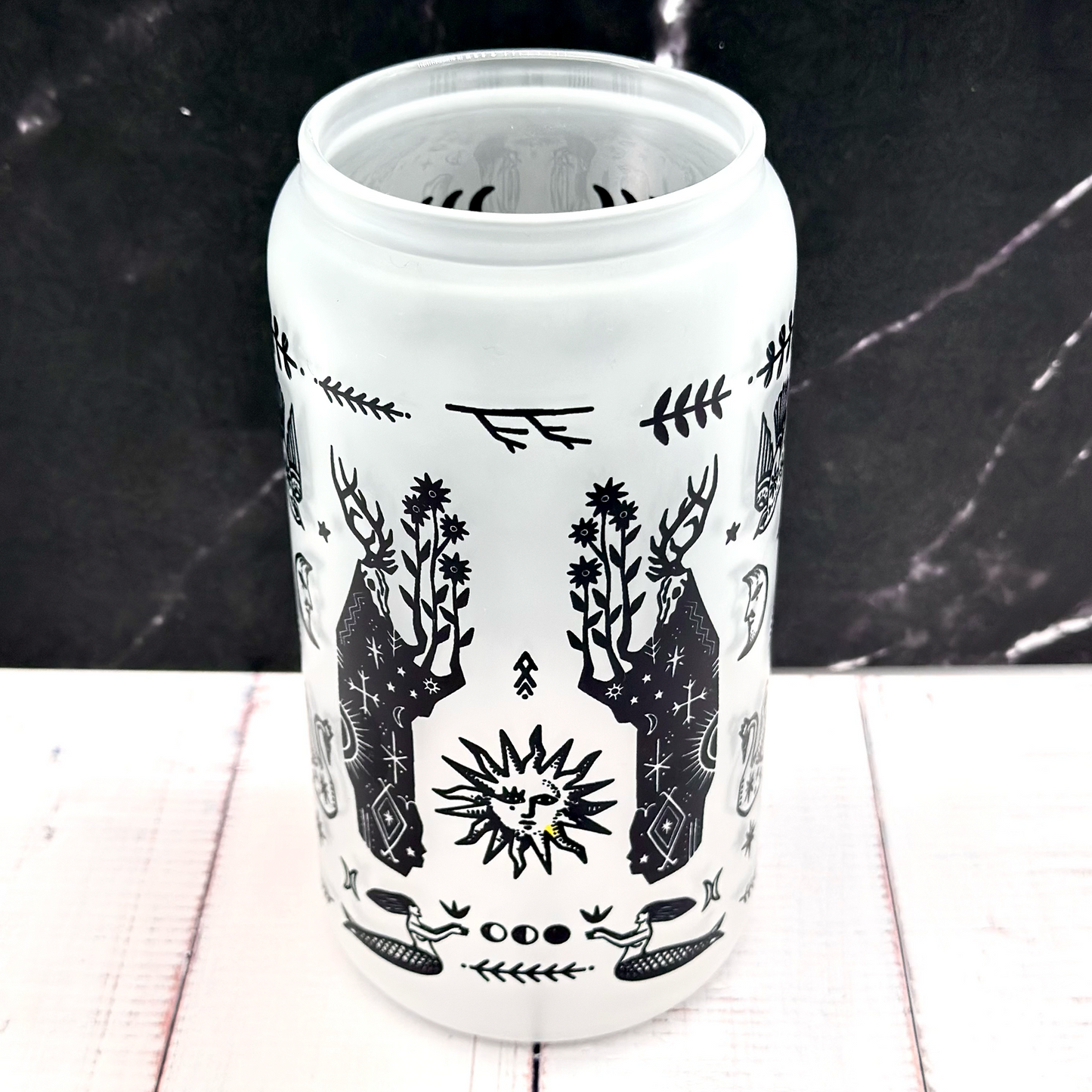 Witchy Folk Art Glass Tumbler