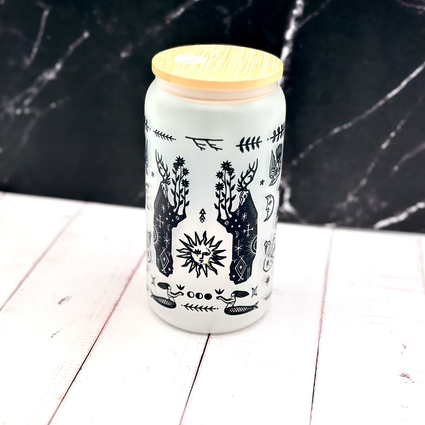 Witchy Folk Art Glass Tumbler