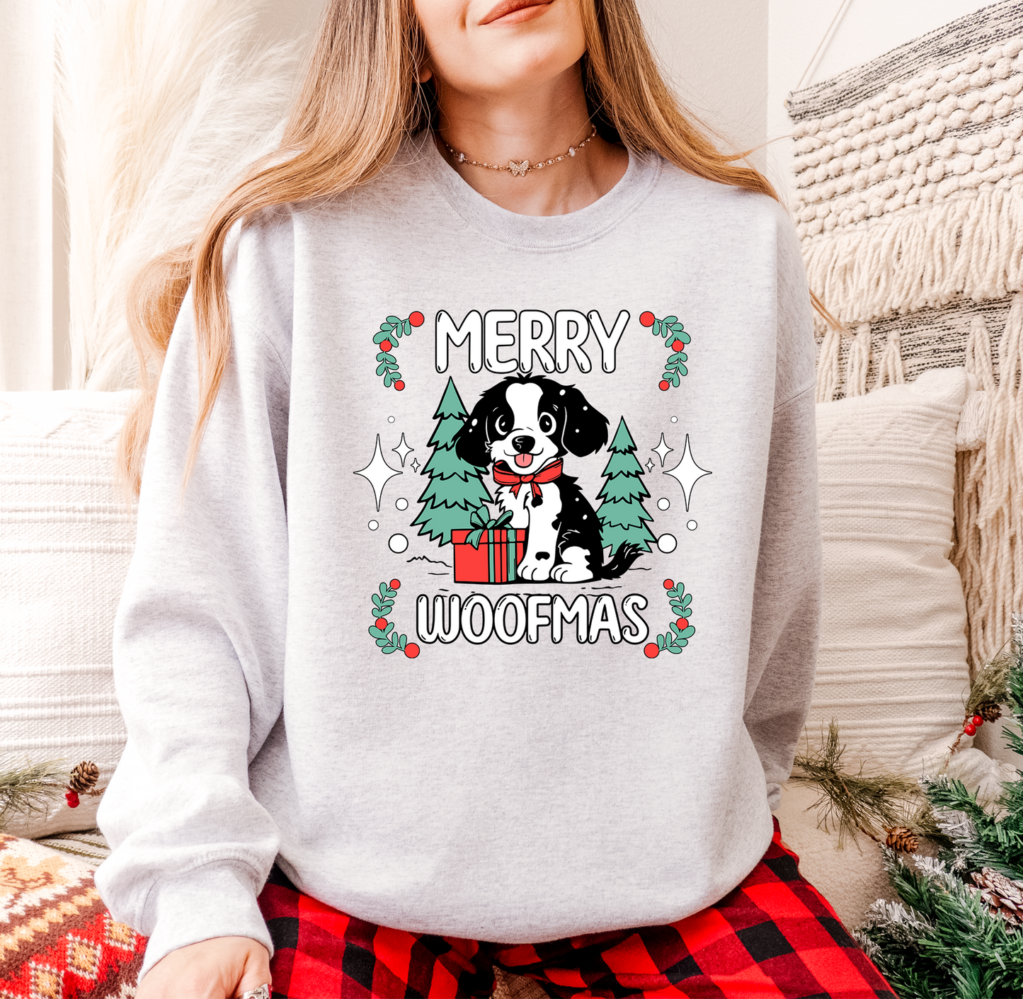 Merry Woofmas Dog Lover Christmas Sweatshirt