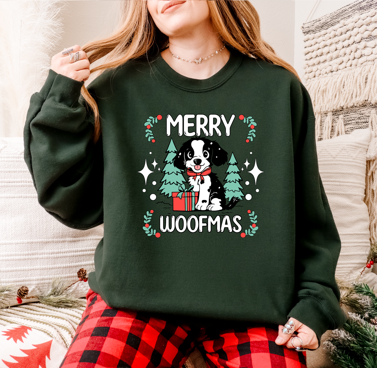 Merry Woofmas Dog Lover Christmas Sweatshirt