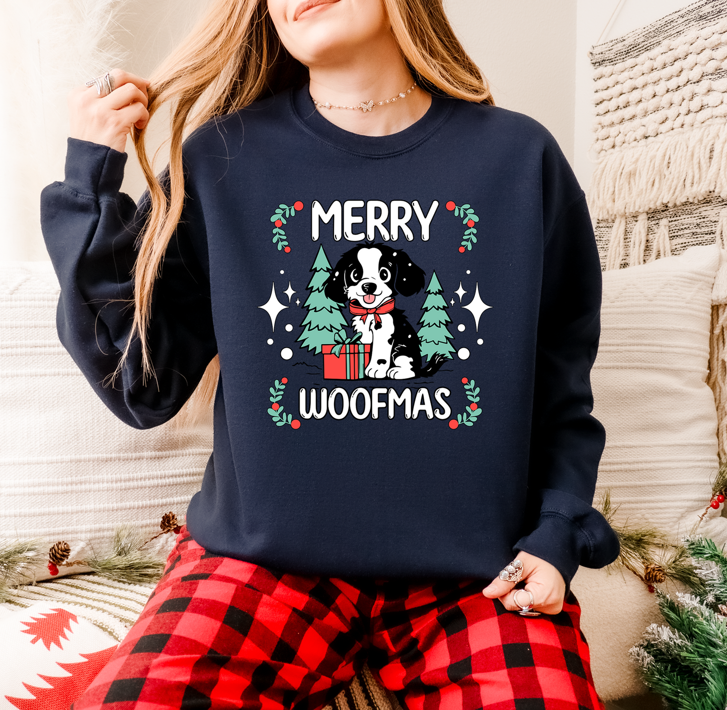 Merry Woofmas Dog Lover Christmas Sweatshirt