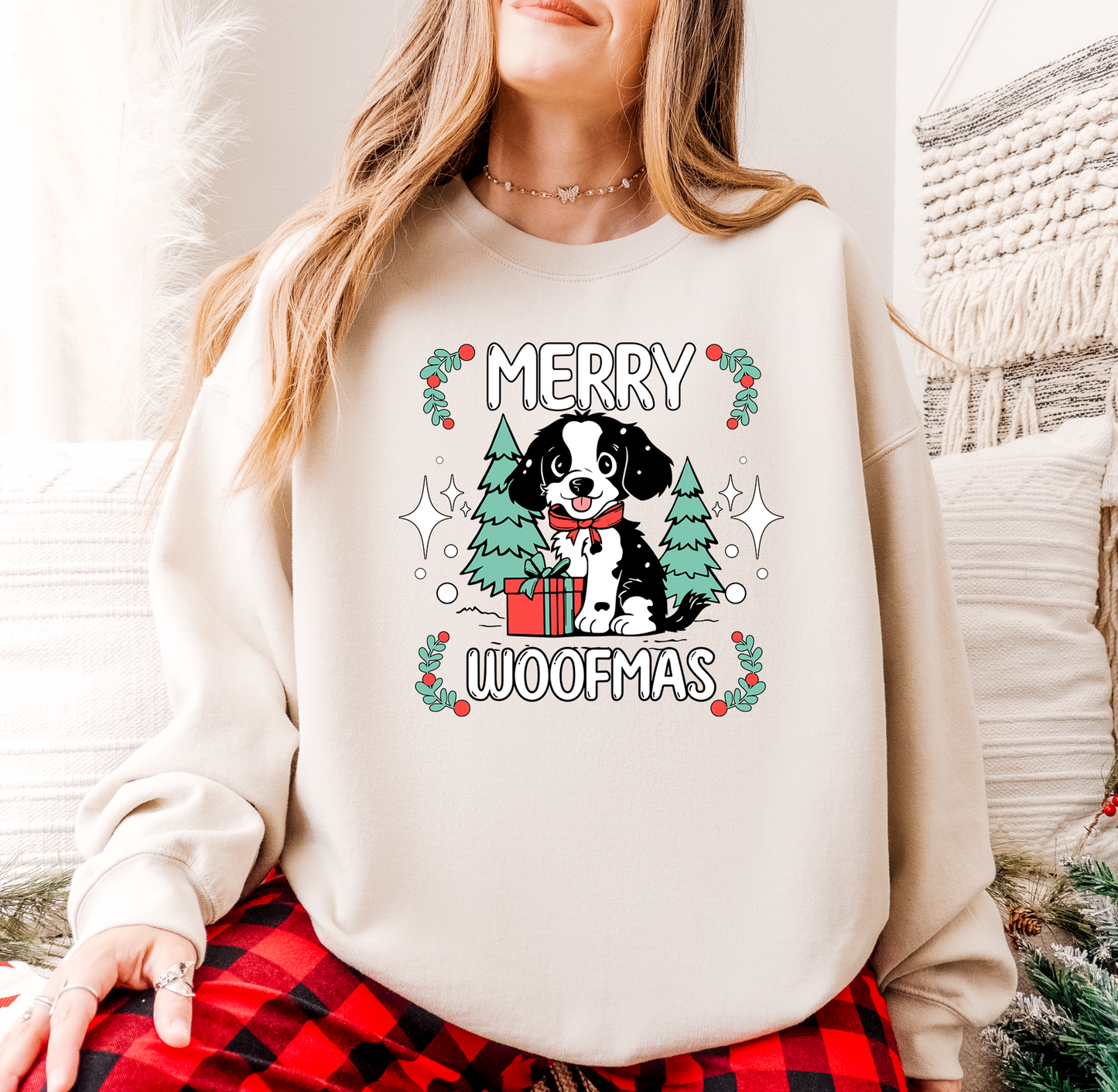 Merry Woofmas Dog Lover Christmas Sweatshirt