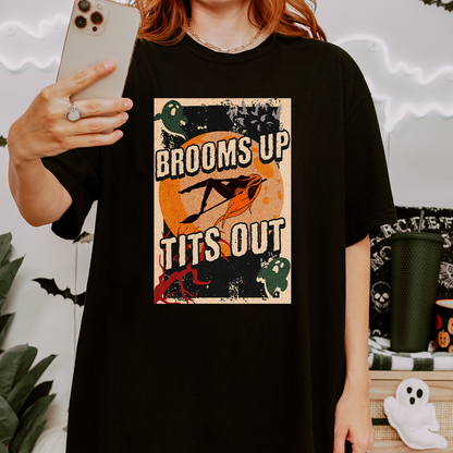 Brooms Up Tits Out Halloween T-Shirt