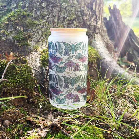 Whimsical Moth 16 oz Glass Tumbler