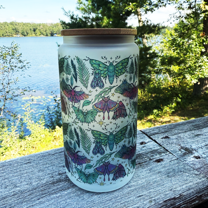 Whimsical Moth 16 oz Glass Tumbler