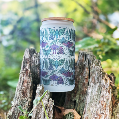Whimsical Moth 16 oz Glass Tumbler