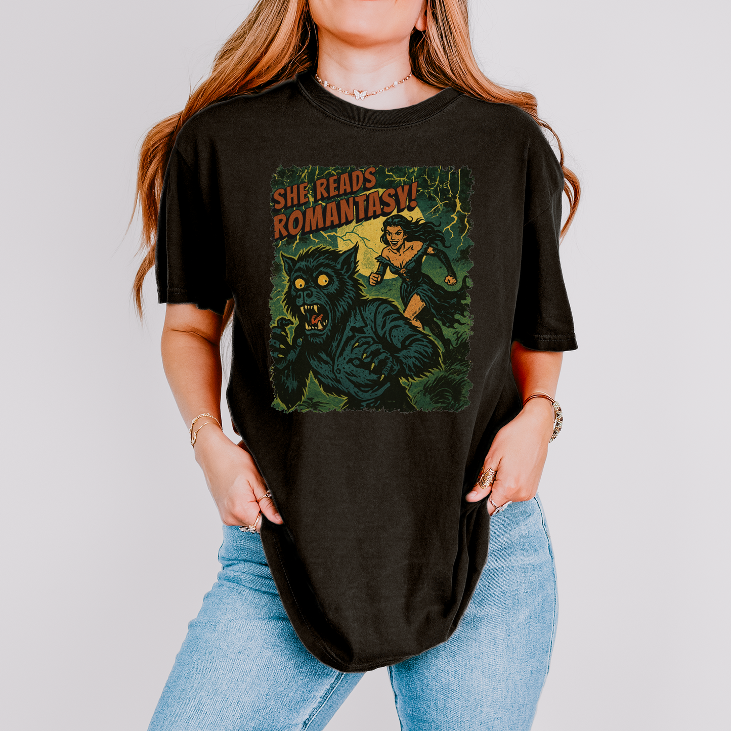 She Reads Romantasy T-Shirt