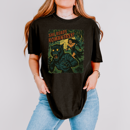 She Reads Romantasy T-Shirt