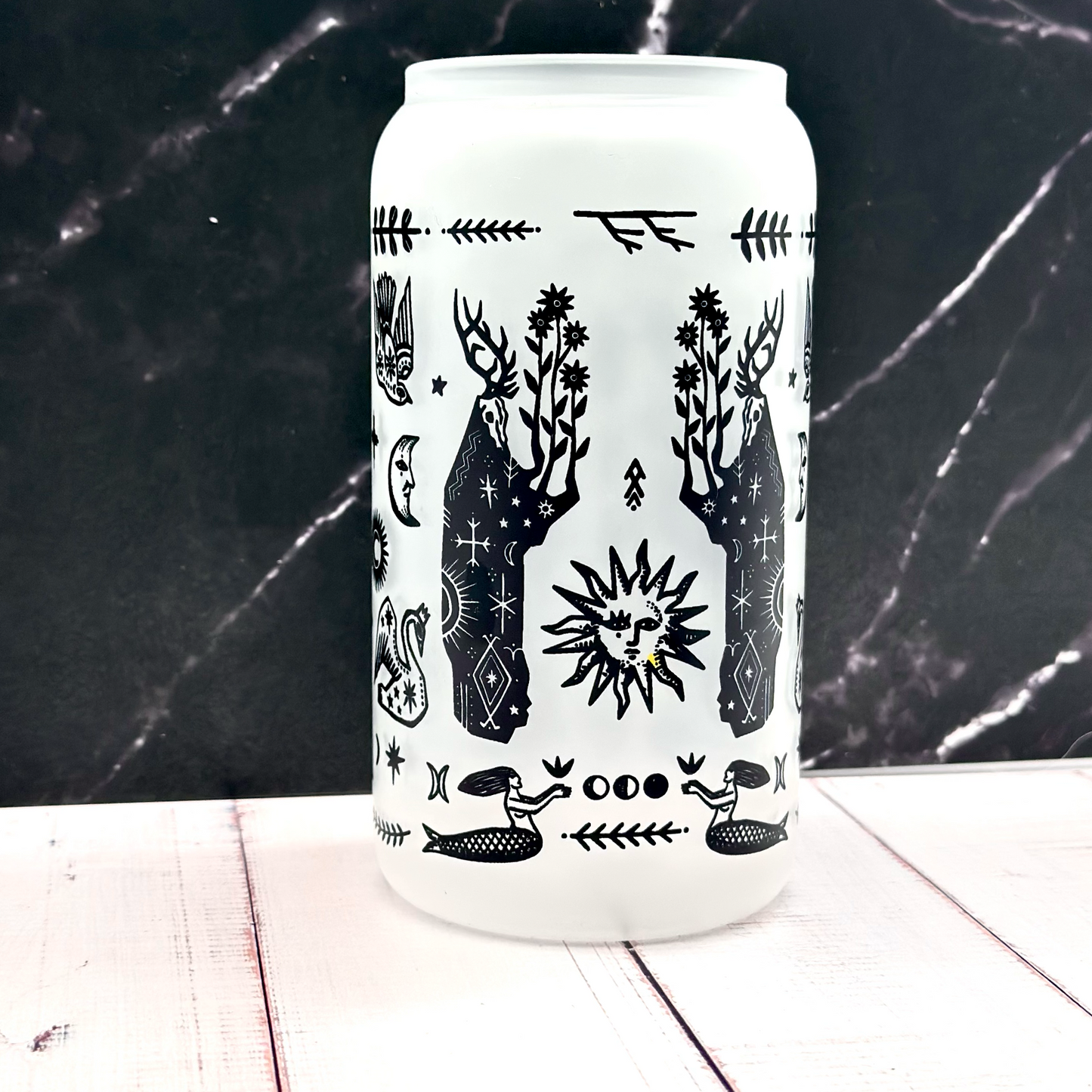 Witchy Folk Art Glass Tumbler