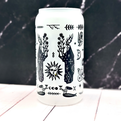 Witchy Folk Art Glass Tumbler