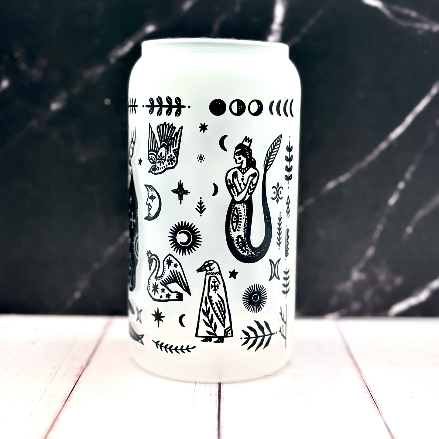 Witchy Folk Art Glass Tumbler