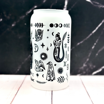Witchy Folk Art Glass Tumbler