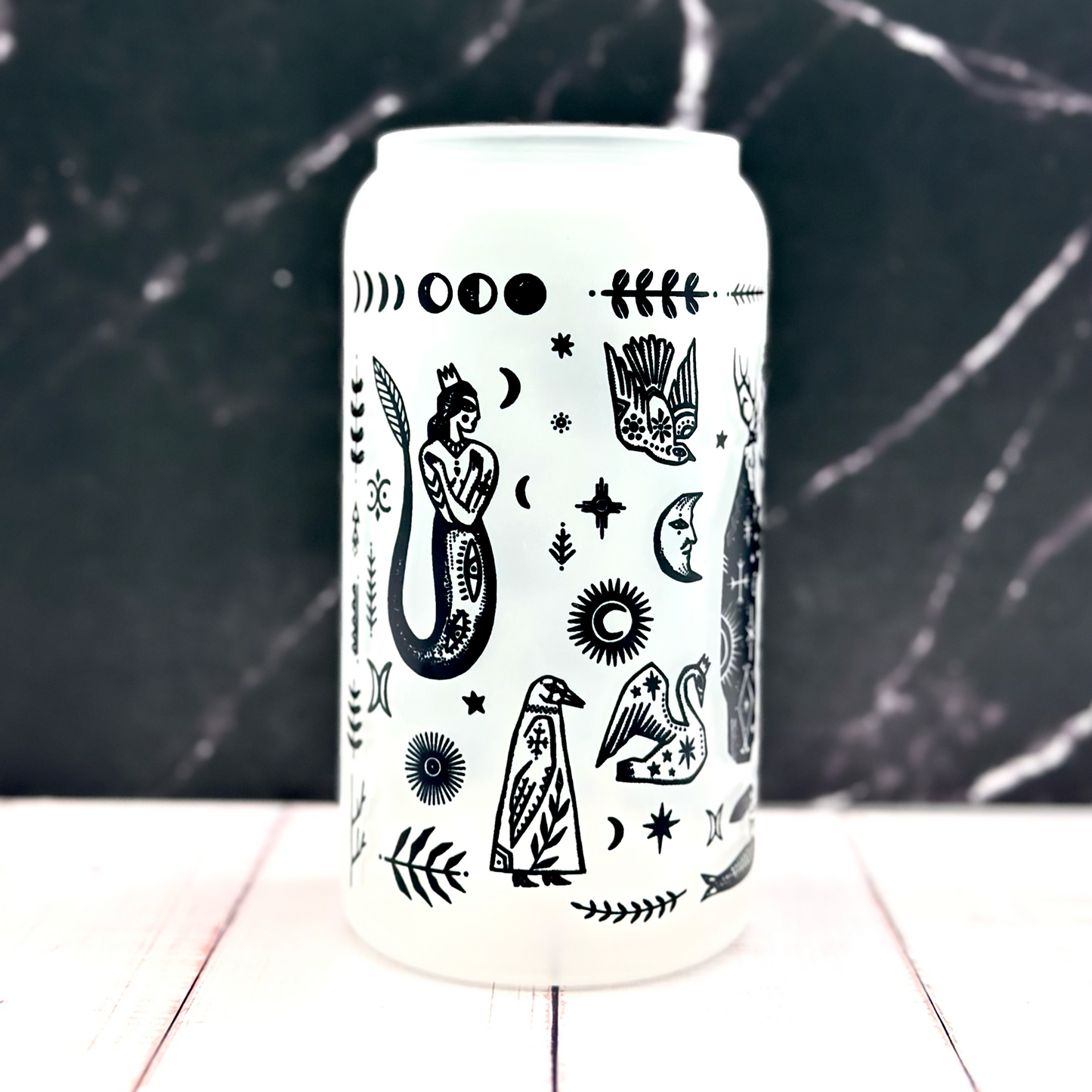 Witchy Folk Art Glass Tumbler