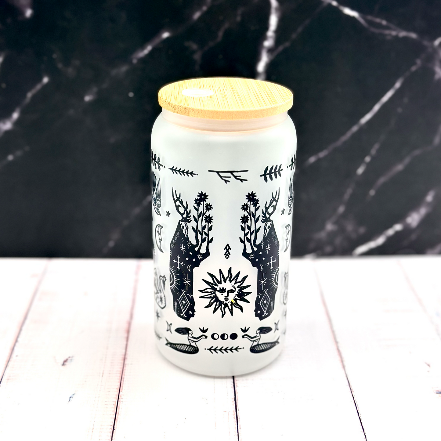 Witchy Folk Art Glass Tumbler