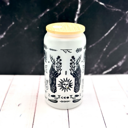 Witchy Folk Art Glass Tumbler