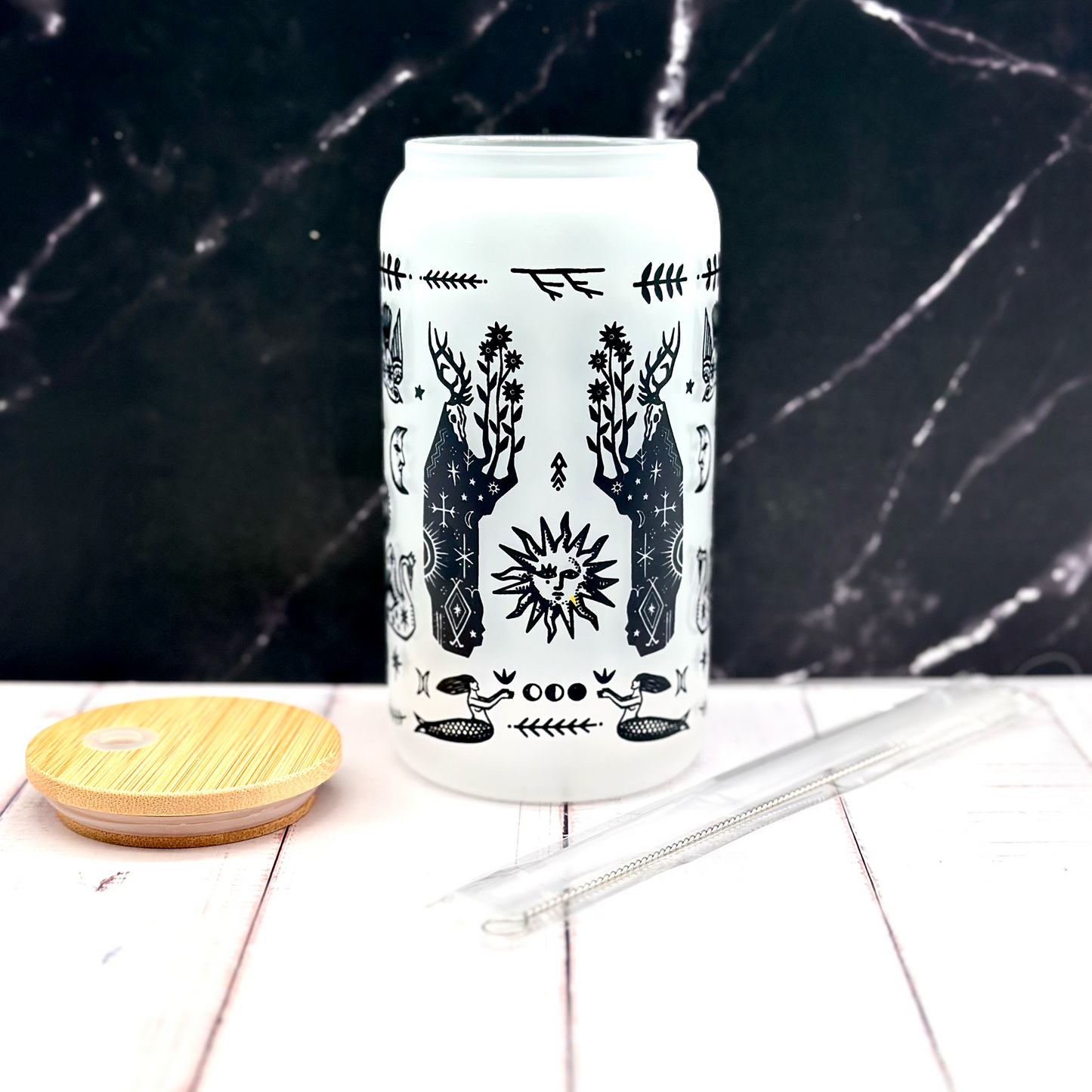 Witchy Folk Art Glass Tumbler