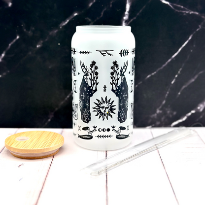 Witchy Folk Art Glass Tumbler