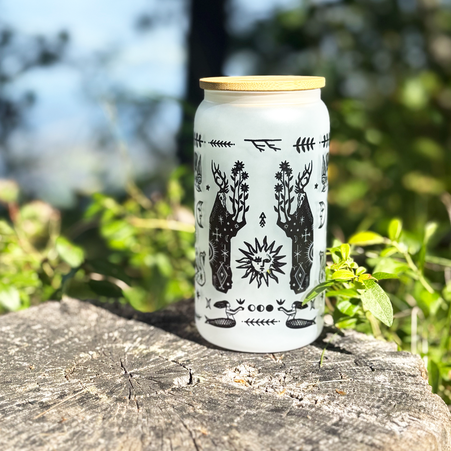 Witchy Folk Art Glass Tumbler