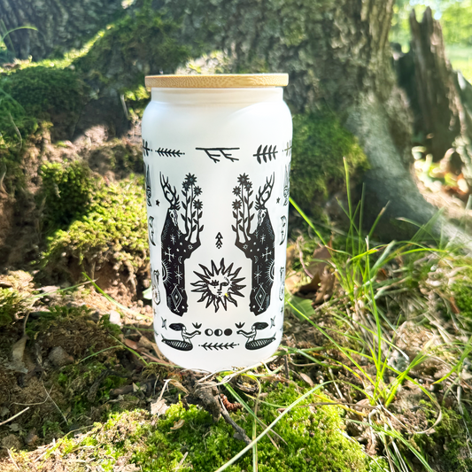 Witchy Folk Art Glass Tumbler