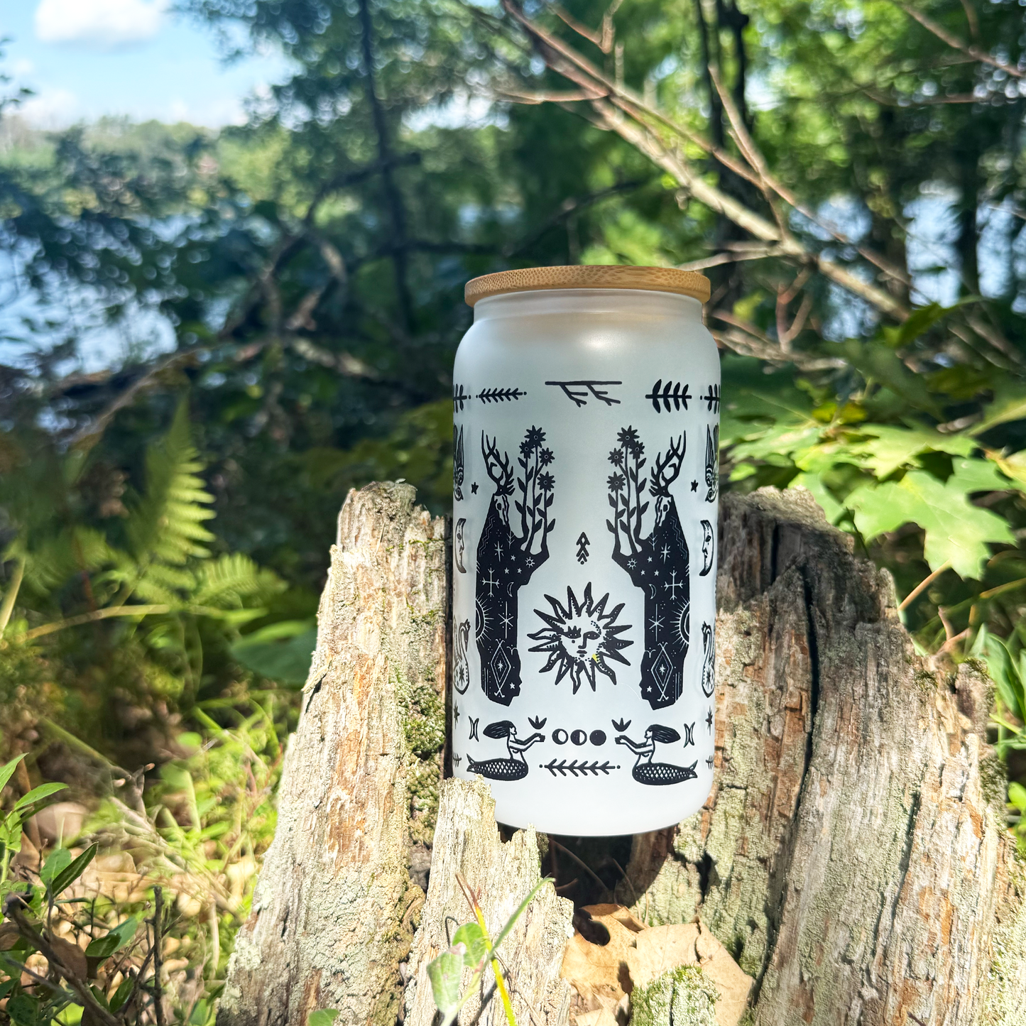 Witchy Folk Art Glass Tumbler