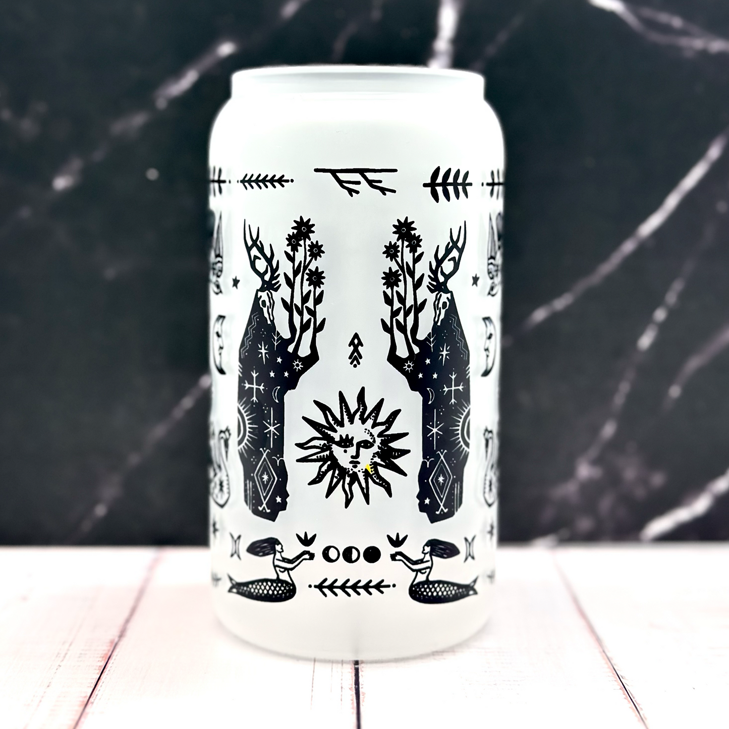 Witchy Folk Art Glass Tumbler