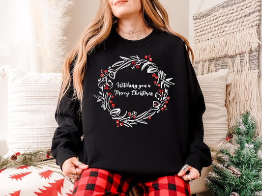 Witching You a Merry Christmas Sweatshirt | Witchcore Holiday Sweater | Witchy Christmas Sweatshirt | Cozy Witchy Christmas Apparel |